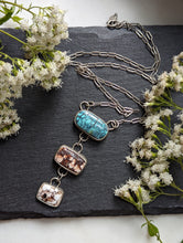 Load image into Gallery viewer, Waterfall Wild Horse + Turquoise + Sterling Silver Necklace - Option 2
