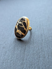 Load image into Gallery viewer, Oval White Buffalo + Gold Filled Ring - Size 6
