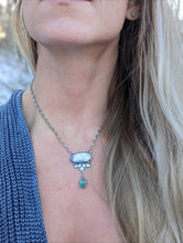 Load image into Gallery viewer, Dendritic Agate + Kyanite + Sterling Silver Snowflake Necklace
