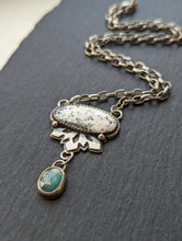 Load image into Gallery viewer, Dendritic Agate + Kyanite + Sterling Silver Snowflake Necklace
