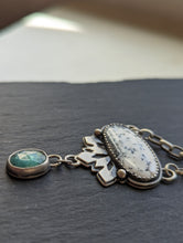 Load image into Gallery viewer, Dendritic Agate + Kyanite + Sterling Silver Snowflake Necklace
