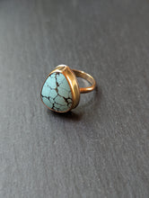 Load image into Gallery viewer, Simple Turquoise + Gold Filled Ring Size 6
