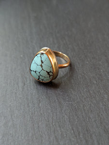 Simple Turquoise + Gold Filled Ring Size 6