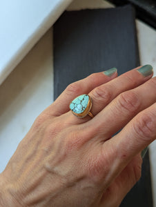 Simple Turquoise + Gold Filled Ring Size 6