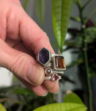 Load image into Gallery viewer, Sterling Silver + Trillion Cut Pink Tourmaline Pinky Ring Size 3.5
