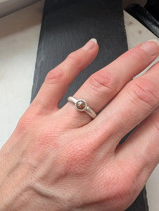 Sterling Silver + Salt and Pepper Diamond Ring Size 5.5