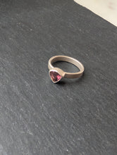 Load image into Gallery viewer, Sterling Silver + Trillion Cut Pink Tourmaline Pinky Ring Size 3.5
