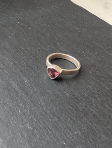 Sterling Silver + Trillion Cut Pink Tourmaline Pinky Ring Size 3.5