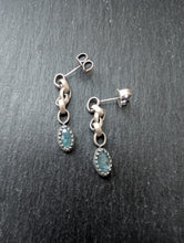 Load image into Gallery viewer, Sterling Silver + Blue Kyanite Chain Dangle Earrings
