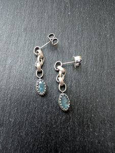 Sterling Silver + Blue Kyanite Chain Dangle Earrings