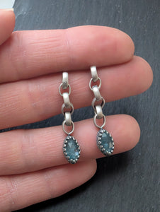 Sterling Silver + Blue Kyanite Chain Dangle Earrings