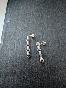 Simple Sterling Silver Oval Rolo Chain Dangle Earrings