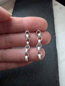 Simple Sterling Silver Oval Rolo Chain Dangle Earrings