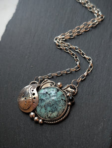 The Flourishing Collection - Hubei Turquoise & Onyx Sterling Silver Necklace