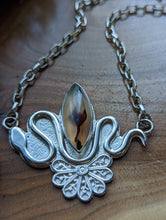 Load image into Gallery viewer, Sterling Silver + Montana Agate Choker Style Snake Necklace
